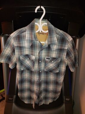 Levi's Signature Men's Short-Sleeve Plaid Button-Down Shirt - Blue & Gray